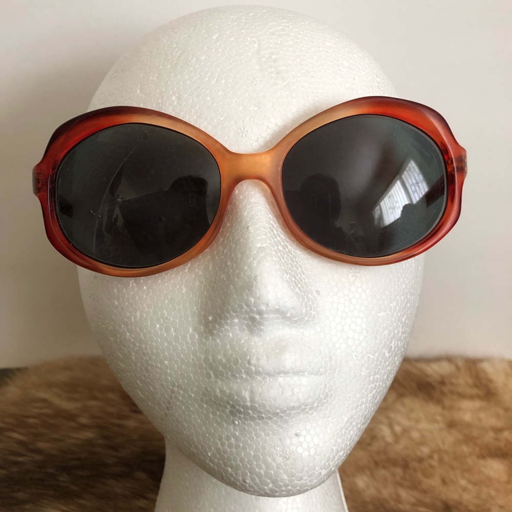 Vintage 1970s Pierre Cardin New Lens Oversize Sunglasses Amber Wine Color